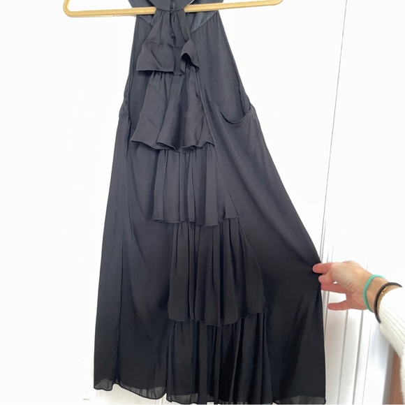 Alice + Olivia KATLYN Waterfall Back Ruffle Dress IN BLACK - Picture 2 of 13